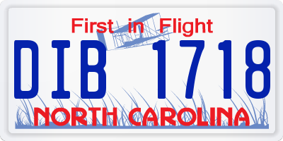 NC license plate DIB1718