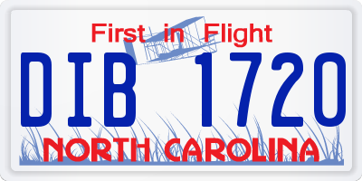 NC license plate DIB1720