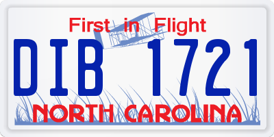 NC license plate DIB1721