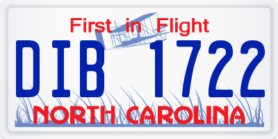 NC license plate DIB1722