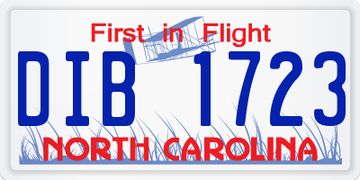 NC license plate DIB1723