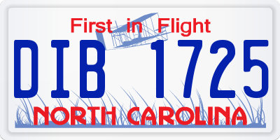 NC license plate DIB1725
