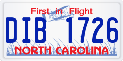 NC license plate DIB1726