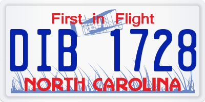 NC license plate DIB1728