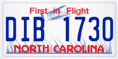 NC license plate DIB1730