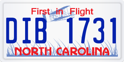 NC license plate DIB1731