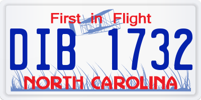 NC license plate DIB1732