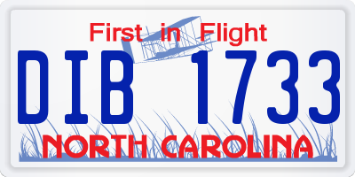 NC license plate DIB1733