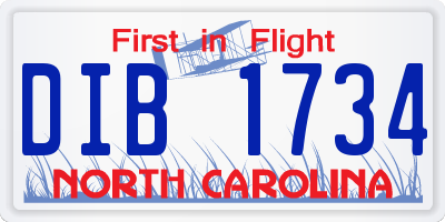 NC license plate DIB1734