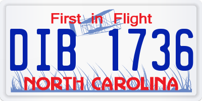 NC license plate DIB1736