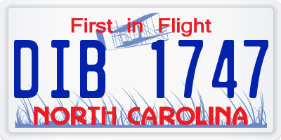 NC license plate DIB1747