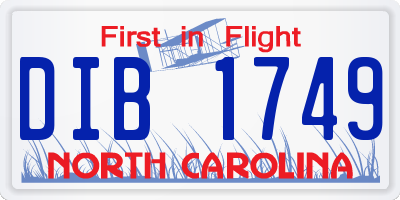 NC license plate DIB1749