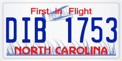 NC license plate DIB1753