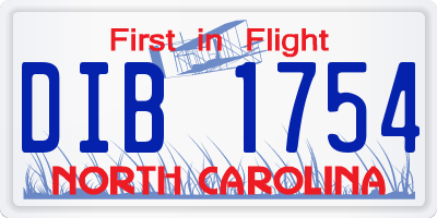 NC license plate DIB1754