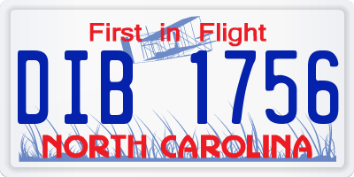 NC license plate DIB1756