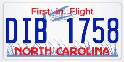 NC license plate DIB1758