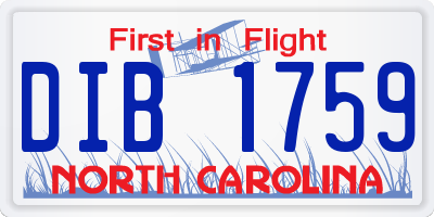 NC license plate DIB1759