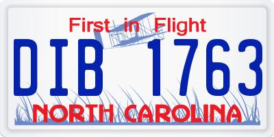 NC license plate DIB1763
