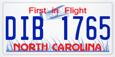 NC license plate DIB1765