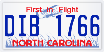 NC license plate DIB1766