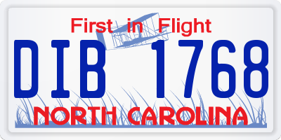 NC license plate DIB1768