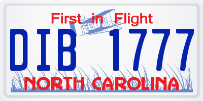 NC license plate DIB1777