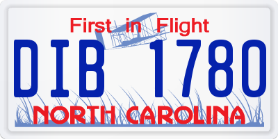 NC license plate DIB1780