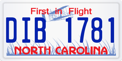 NC license plate DIB1781
