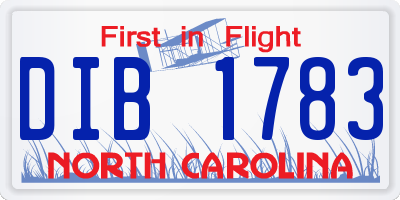 NC license plate DIB1783