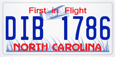 NC license plate DIB1786