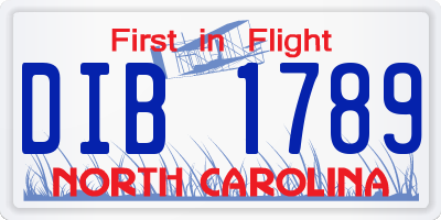 NC license plate DIB1789