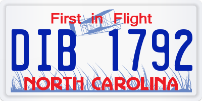 NC license plate DIB1792