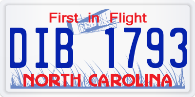 NC license plate DIB1793