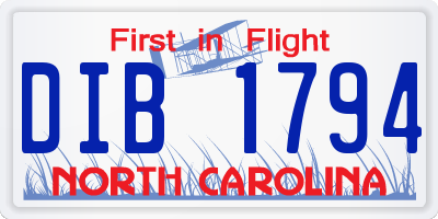 NC license plate DIB1794