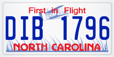 NC license plate DIB1796
