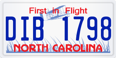NC license plate DIB1798