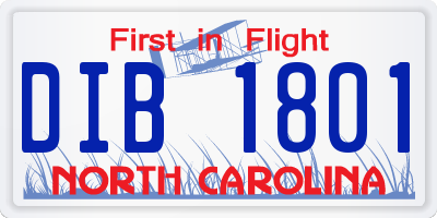 NC license plate DIB1801
