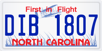 NC license plate DIB1807