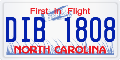 NC license plate DIB1808