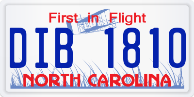 NC license plate DIB1810
