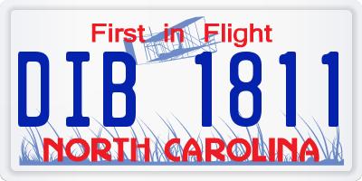 NC license plate DIB1811