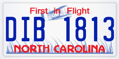 NC license plate DIB1813