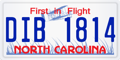 NC license plate DIB1814