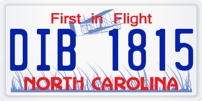 NC license plate DIB1815