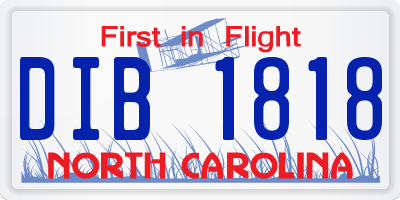 NC license plate DIB1818