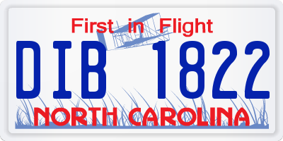 NC license plate DIB1822