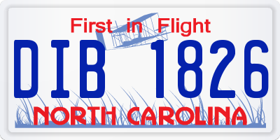 NC license plate DIB1826
