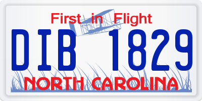 NC license plate DIB1829