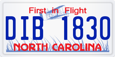 NC license plate DIB1830