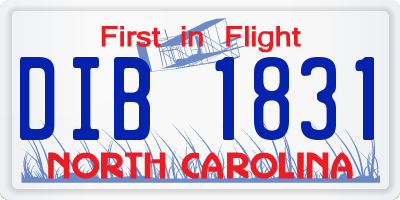 NC license plate DIB1831